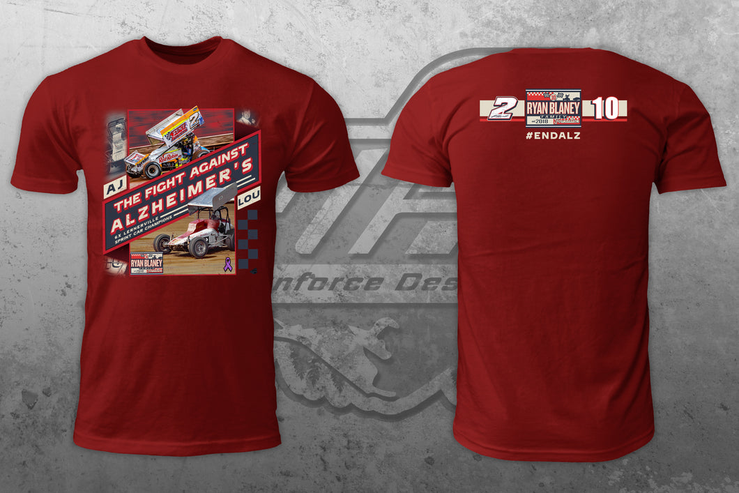 Blaney/Flick 6x Lernerville Champion Shirts benefitting Alzheimer's Research and the Ryan Blaney Family Foundation